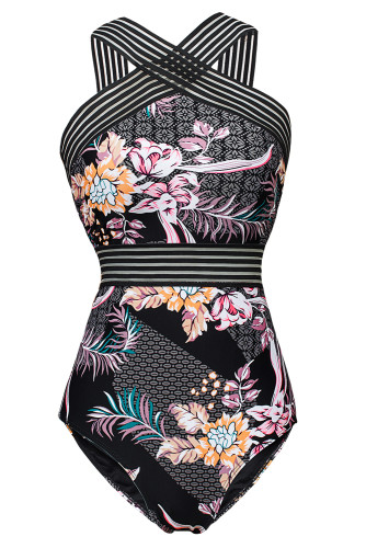 Black Paloma Elastic High Neck One Piece Swimwear