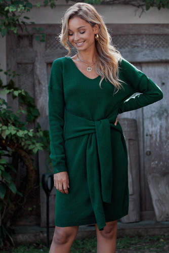 Green Don’t Let Me Go Tie Sweater Dress