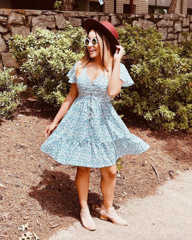 Green Floral Print Valentina Dress