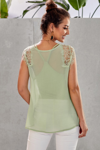 Green From A Dream Lace Tank Top with Vest