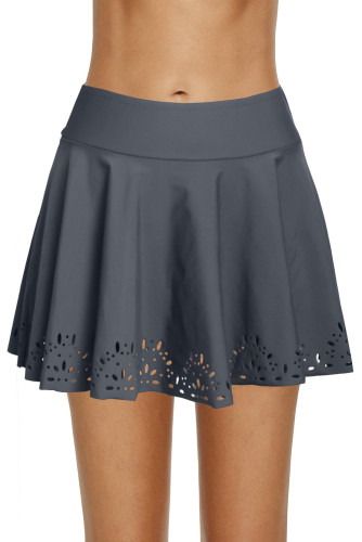 Gray Womens Laser Cut Swim Skirtini