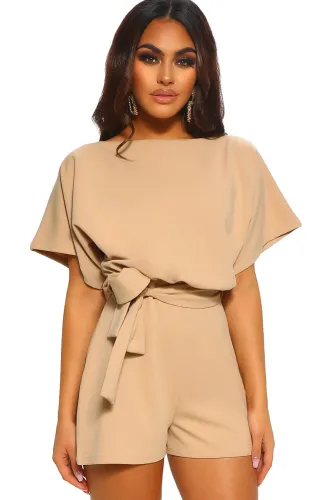Apricot Over The Top Belted Playsuit