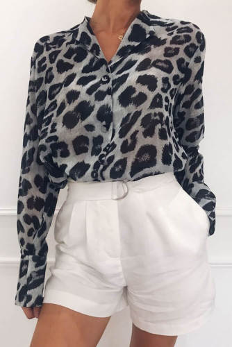 Black Leopard Print Chiffon Shirt