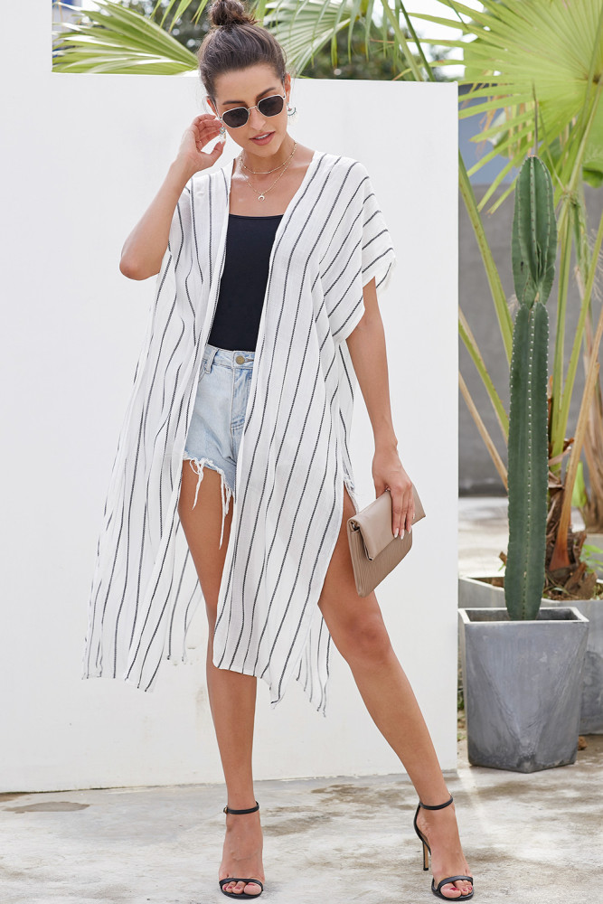 White Striped Kimono
