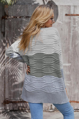 Gray Colorblock Knit Cardigan