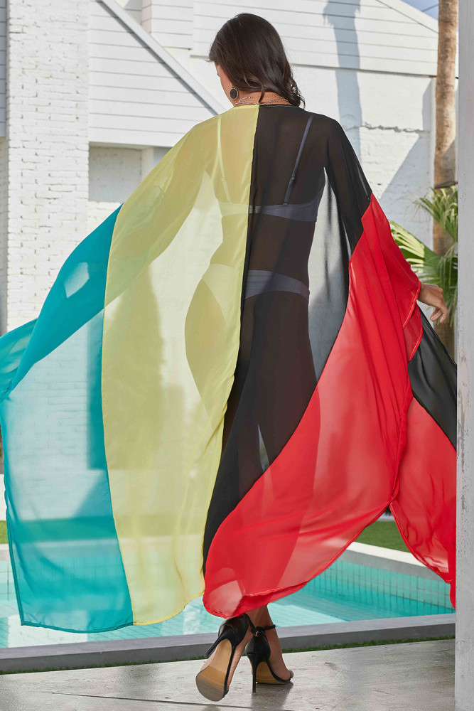 Multicolor Block Beachwear Cover up