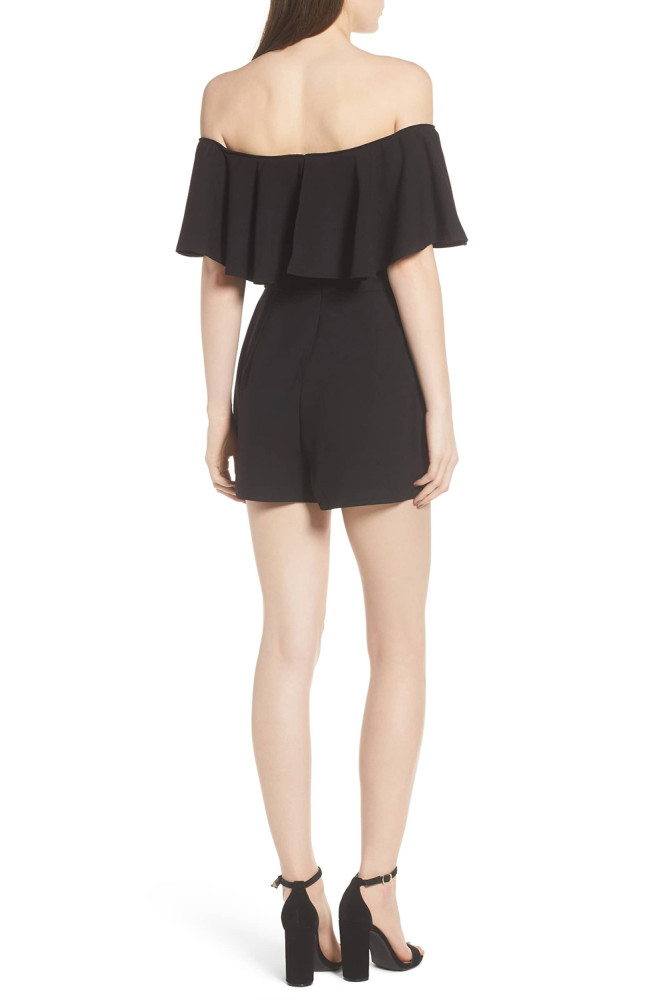 Black Strapless Flounce Romper