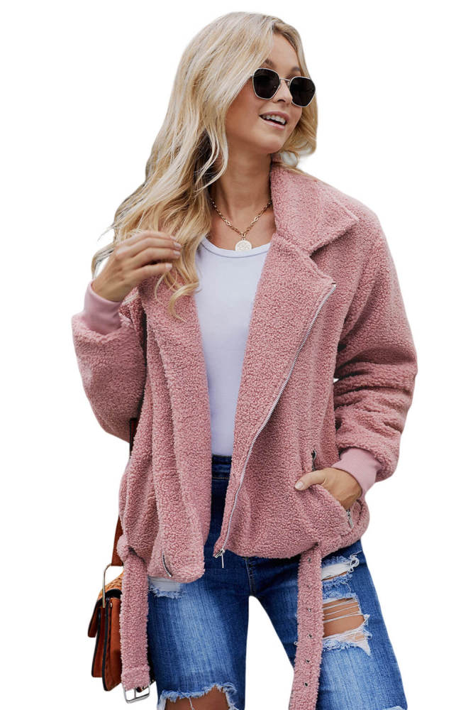 Pink Niagara Falls Pocketed Sherpa Jacket