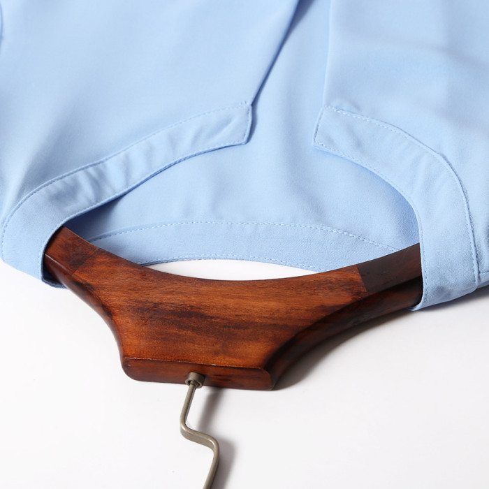 Sky Blue V Cut Buttoned Tank Top