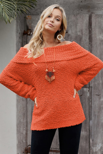 Orange Off The Shoulder Comfy Sweater