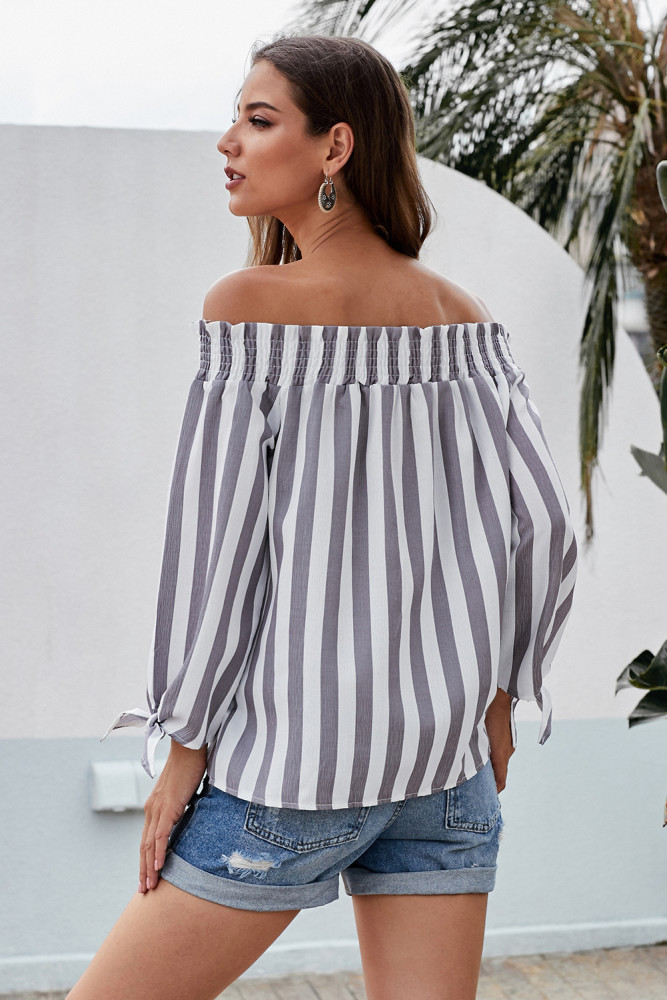 Gray Summer on You Off The Shoulder Top