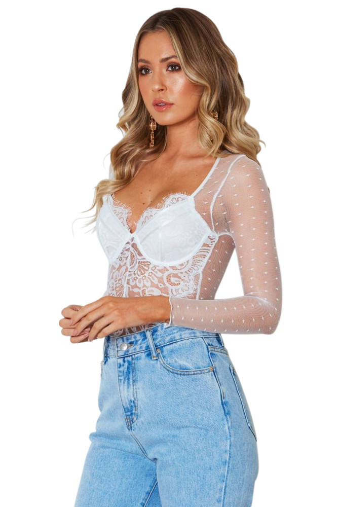 White Decadent Lace Bodysuit
