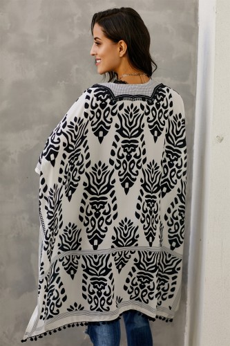 Black Prowess Pom Pom Kimono