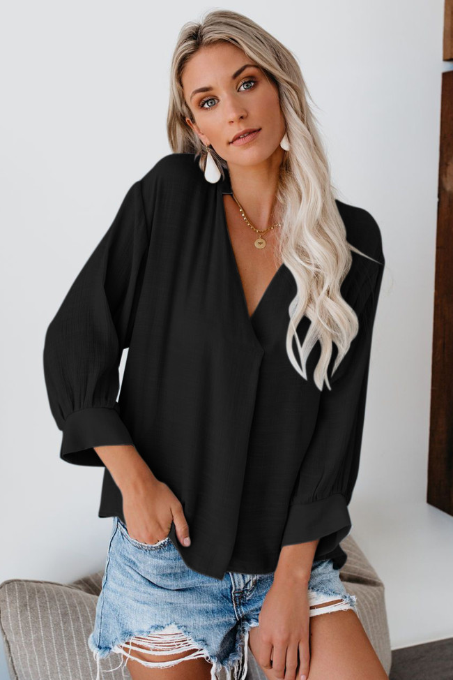 Black Long Walks on The Beach Blouse