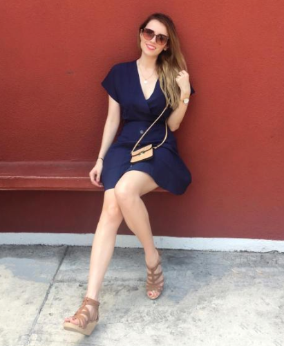 Blue Button Short Sleeve Casual Dress