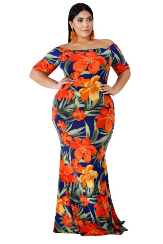 California Poppy Mermaid Plus Size Dress