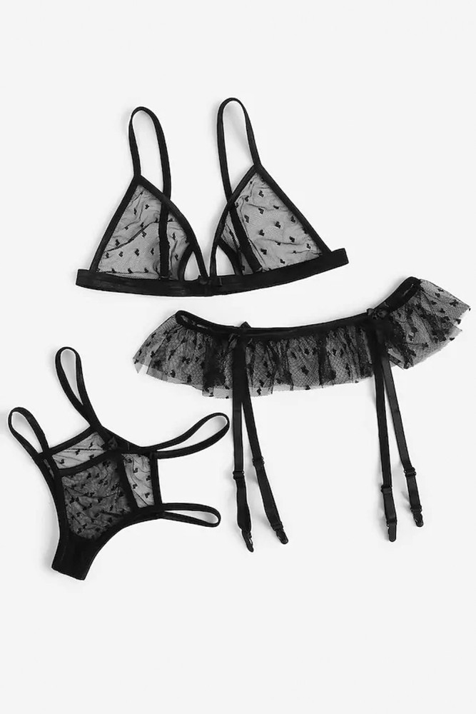 Sheer Bralette Lingerie Garter Set