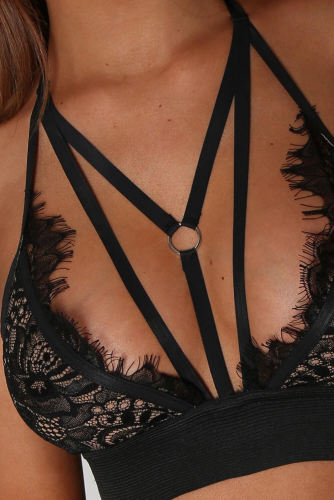 Mayah Black And Nude Harness Style Bralet