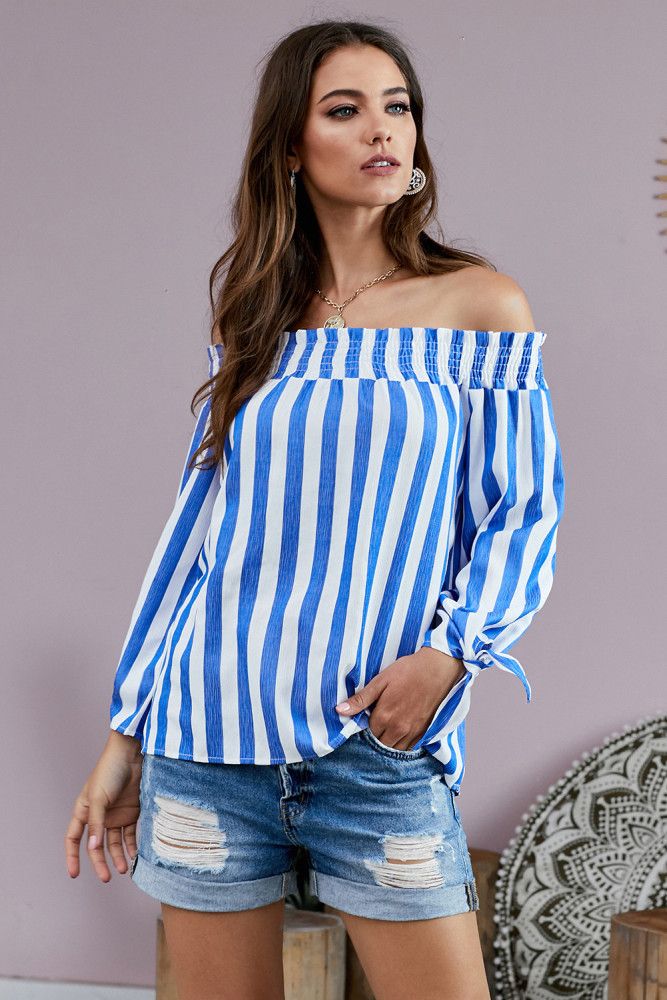 Blue Summer on You Off The Shoulder Top