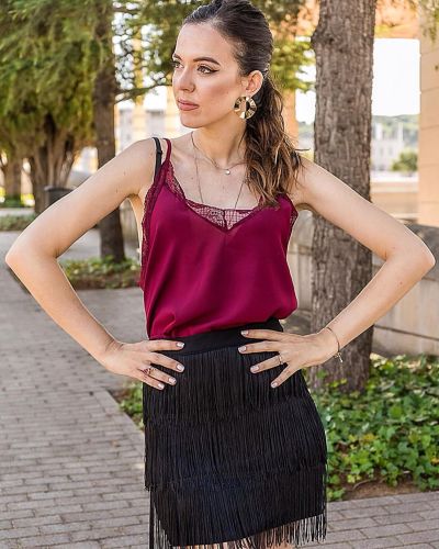 Red Delicate Balance Lace Cami Tank