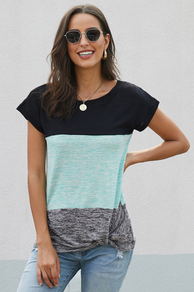 Green Color Block Twist Tee