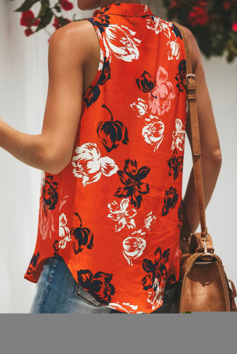 Orange Printed Damsel Tank