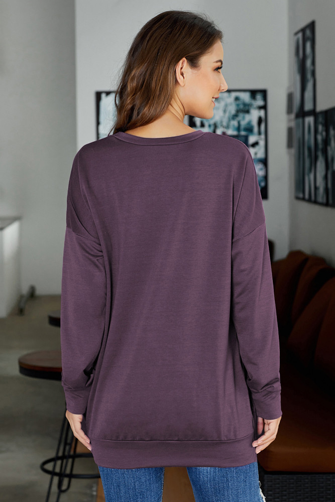 Purple Impress Me Long Sleeve Zipper Top