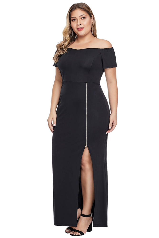 Off Shoulder Short Sleeve Plus Size Dress