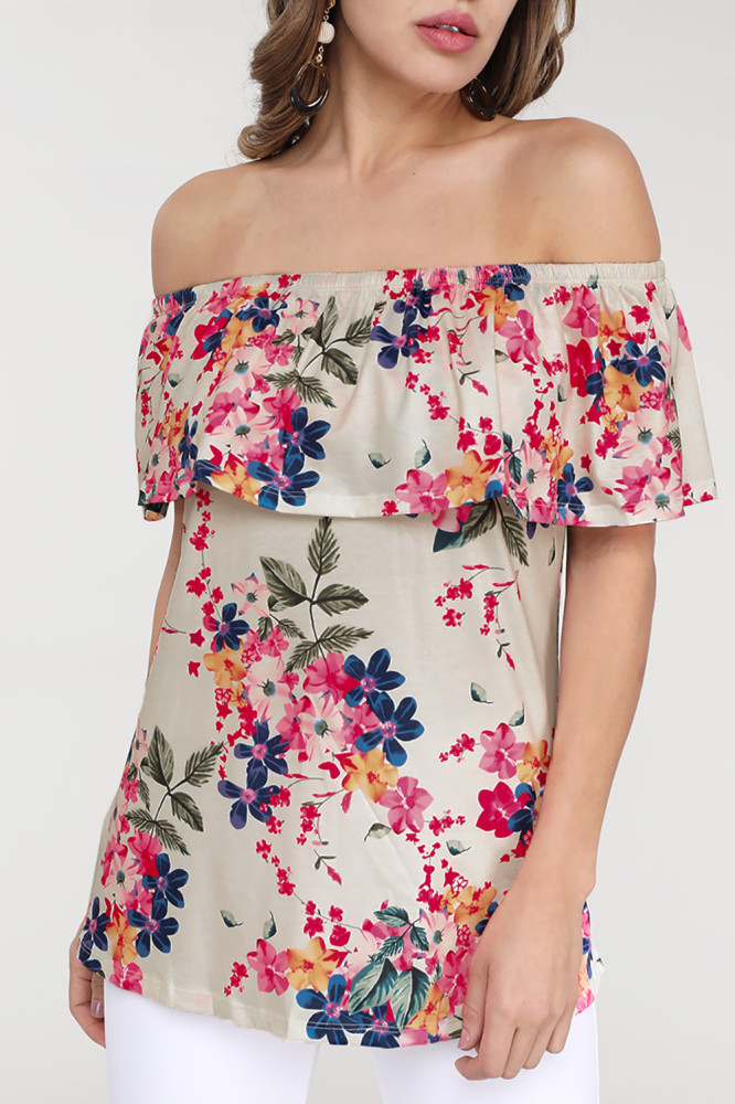 Apricot Grow with Me Off The Shoulder Floral Top
