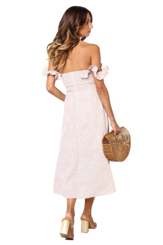 Nude Koda Floral Print Off Shoulder Dress