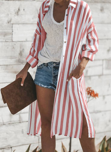 Red Turtle Bay Pocketed Duster Cardigan
