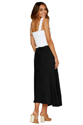 Black Buttoned Maxi Skirt