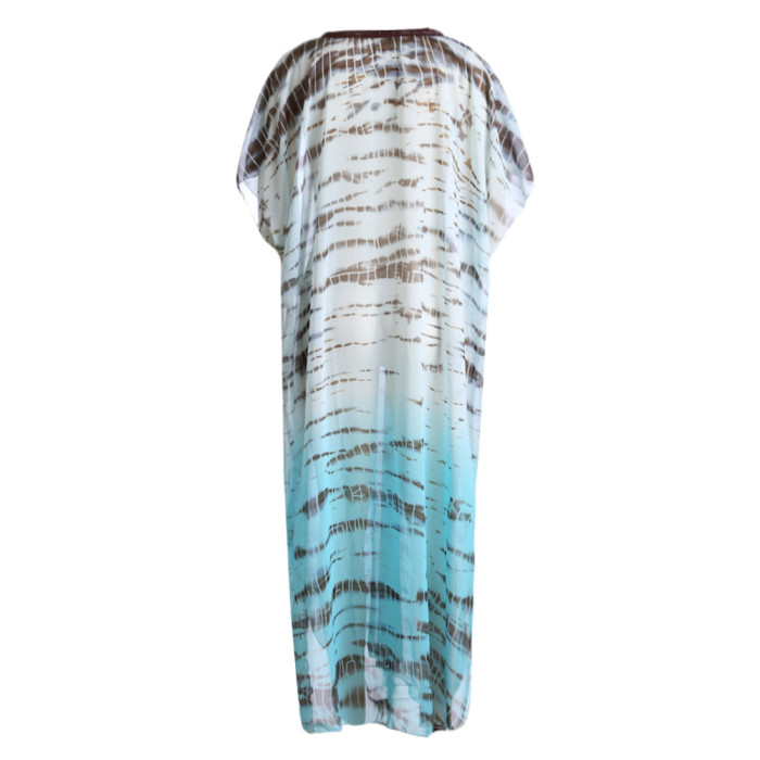 Tie Dye Ombre Blue Maxi Caftan