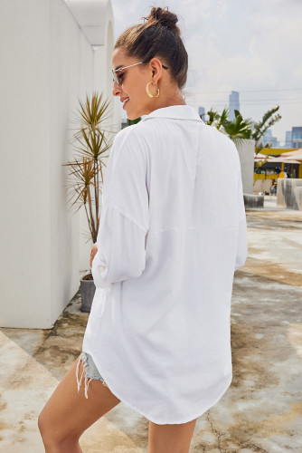 White Satin Utility Blouse