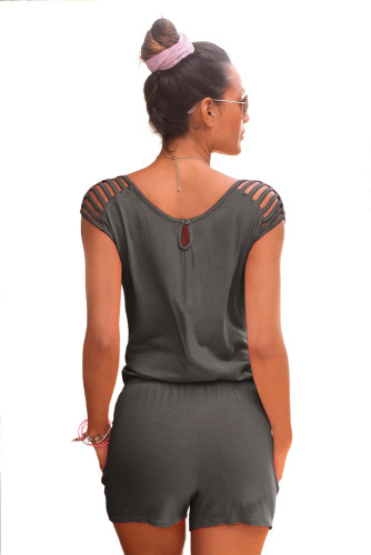 Gray Loose Fitting Short Jumpsuit