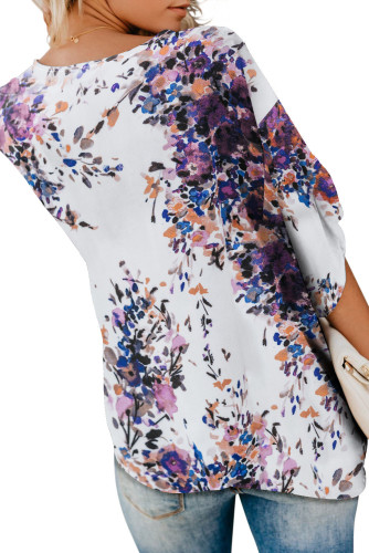Purple Amaryllis Floral Twist Top