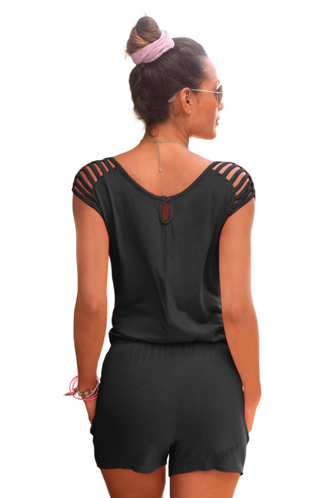 Black Loose Fitting Short Jumpsuit