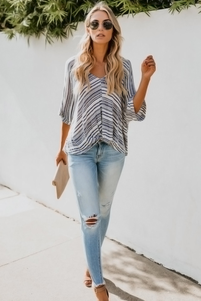 Blue Estate Knit Twist Top
