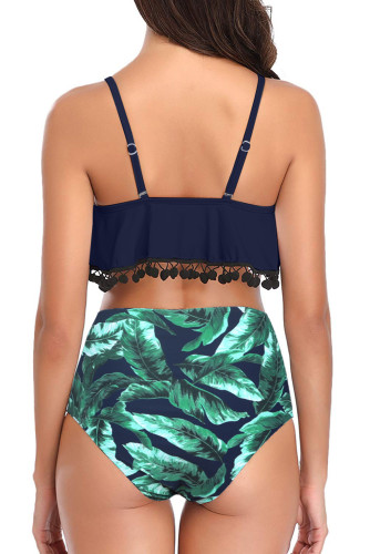 Green Print High Waist Swimsuit
