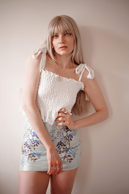 White Frill Tie Shoulder Strap Vest