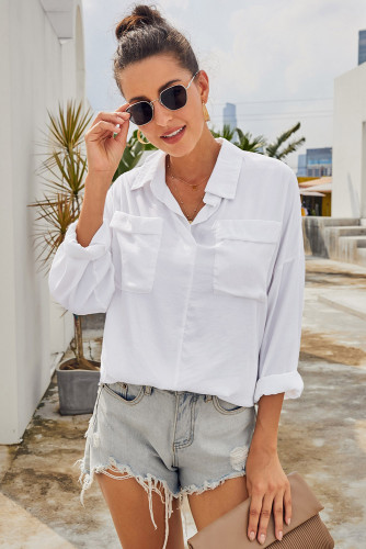 White Satin Utility Blouse