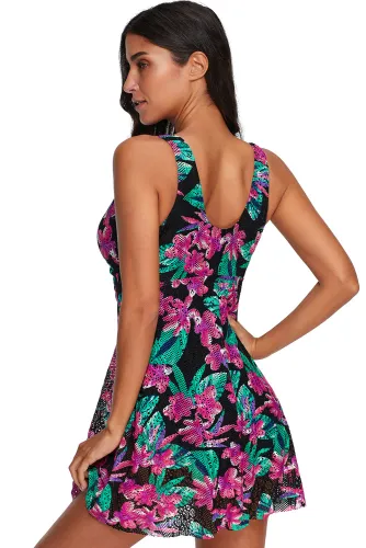 Red Print Twist Tankini Swimwear
