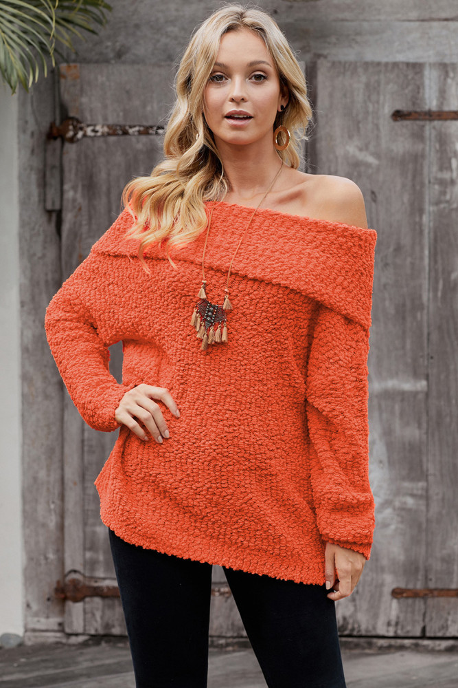 Orange Off The Shoulder Comfy Sweater