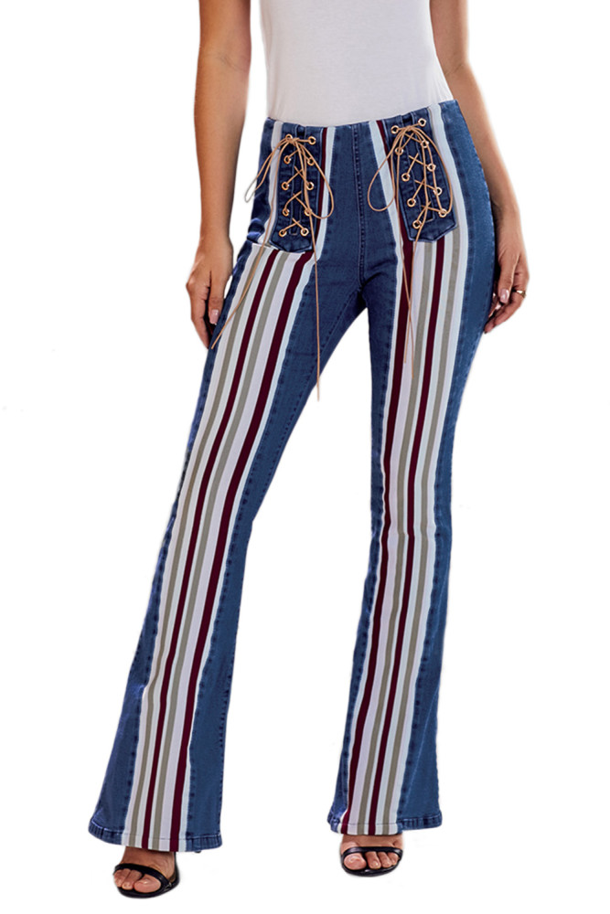 Blue Bring On The Peace Dark Denim Flare Jeans