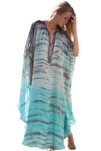 Tie Dye Ombre Blue Maxi Caftan