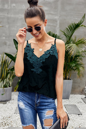 Green Whimsical Velvet Cami Tank