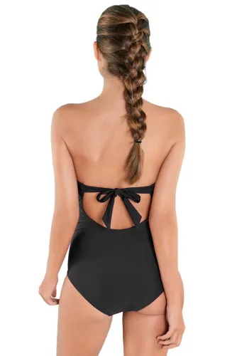 Black Multi-layer Fringed One-piece Swimwear