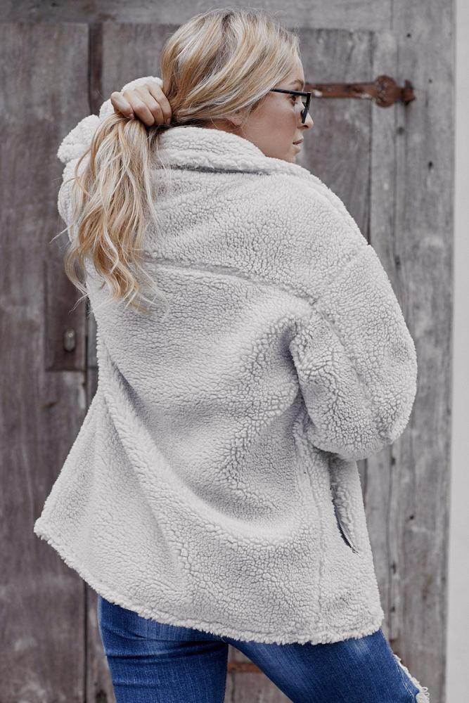 Gray Breaker Pocketed Sherpa Statement Jacket