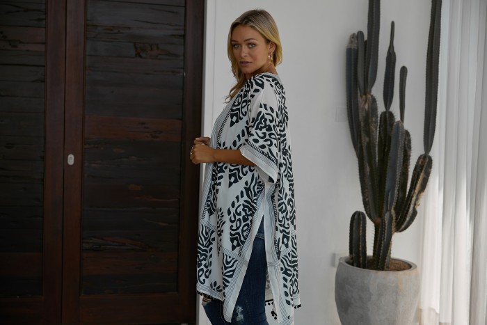 Black Prowess Pom Pom Kimono