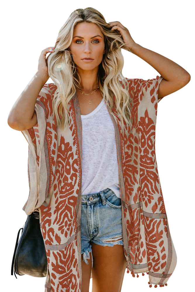 Orange Prowess Pom Pom Kimono